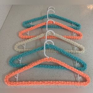 Clothes Hangers Aqua, Peach & Off White New Handmade Crochet